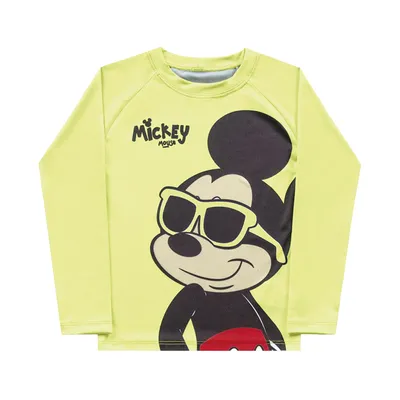 Camiseta Praia Infantil Fakini Manga Longa Mickey Camiseta Praia Infantil Fakini Manga Longa Mickey